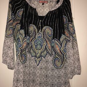 XL Olive Hill 3/4 sleeve blouse w/black cami